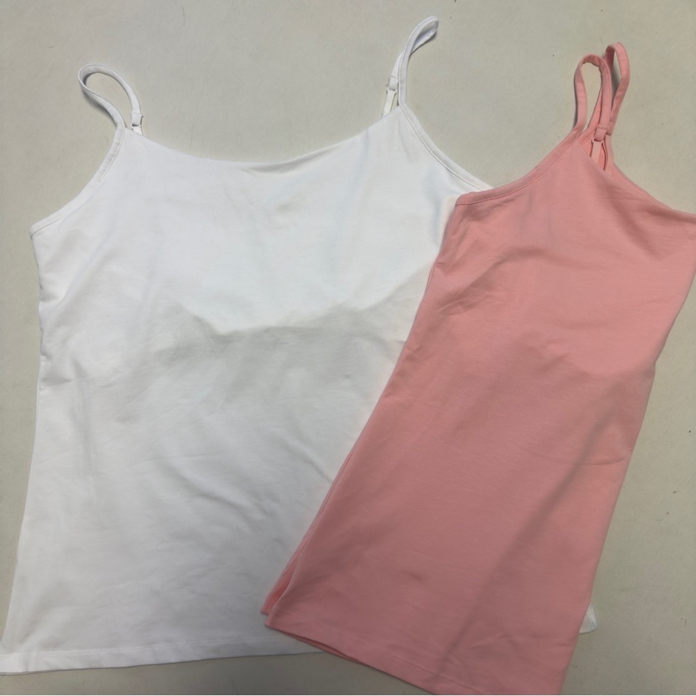 OSCAR DE LA RENTA 2 White & Pink Camisoles NWOT